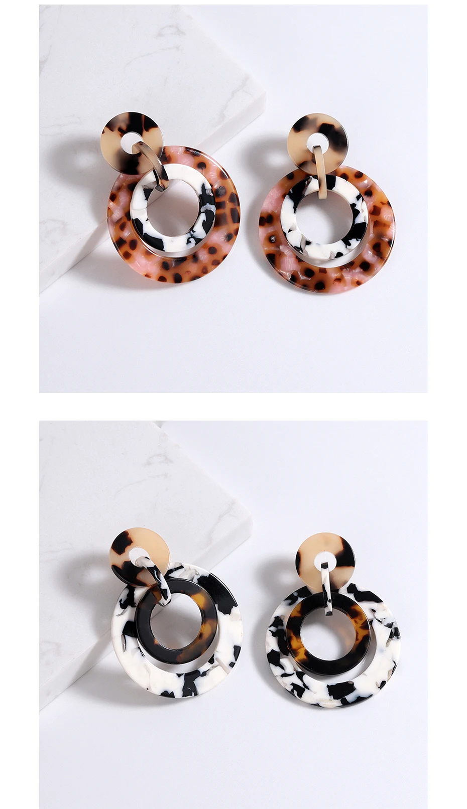 Tortoiseshell Big Circle Geometric Earrings For Women Leopard Acrylic Earing Bohemian Vintage Jewelry Pendientes Mujer Moda