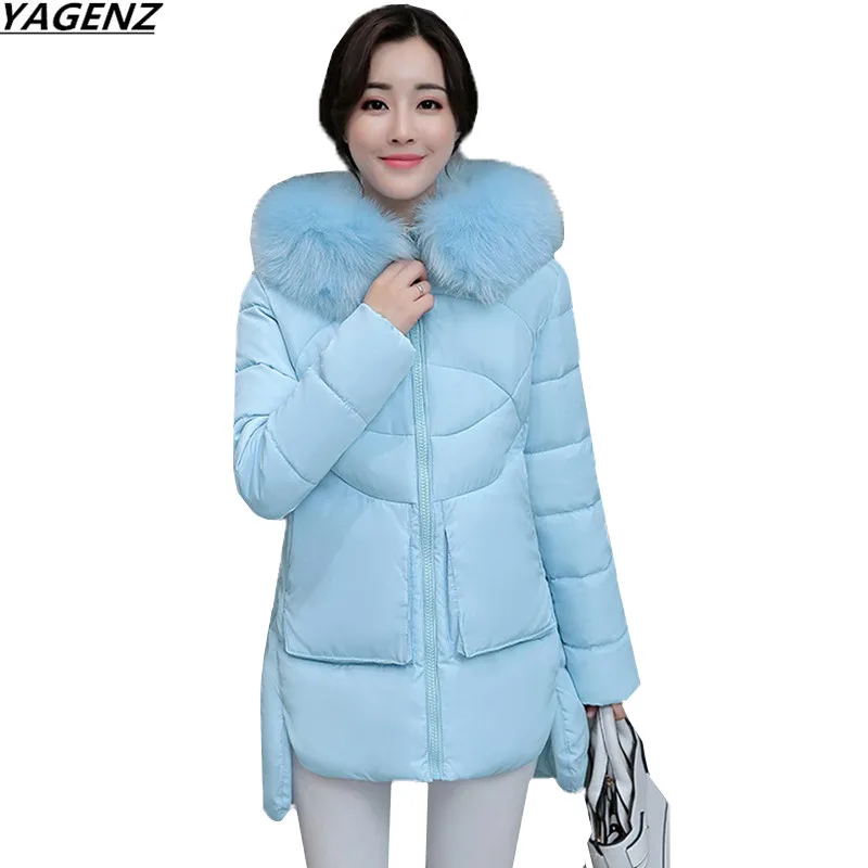 

Winter Jacket 2017 Women Coat Thicken Down Cotton Jacket Hooded Fur Collar Medium Long Outerwear Loose Large Size Women Parkas