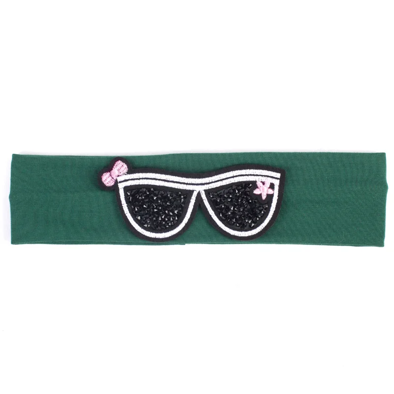 Geebro/детские солнцезащитные очки, повязка на голову, милые стразы, очки, гладкие повязки на голову для девочек, хлопковая головная эластичная повязка для малышей - Цвет: Black Green