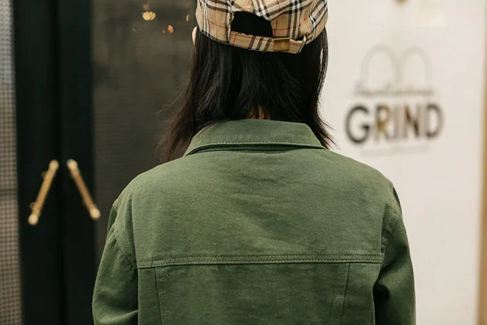 ZURICHOUSE Классическая джинсовая куртка для женщин Весна Новинка Harajuku BF стиль пальто с длинным рукавом зеленая джинсовая куртка женская