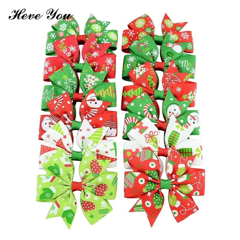 Heve You 12Pcs Handmade Pet Hair Clips Snowflake Santa Claus Dog Bow Grooming Bows Accessories Chihuahua Chriatmas Gifts | Дом и сад