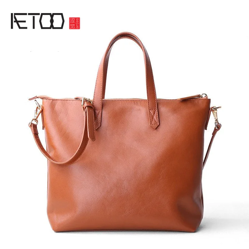 

AETOO Bag 2017 new leather Tote bag handbags OL briefcase first layer of leather tote portable shoulder Messenger bag