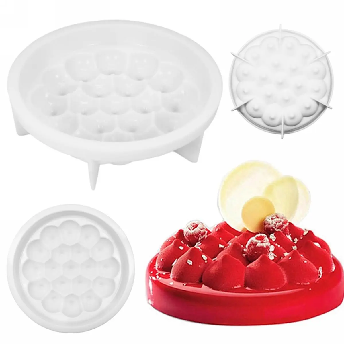 3D  white Silicone Cream Cake Mold Mousse Cheese Baking Pan Chocolate Bakeware Mould