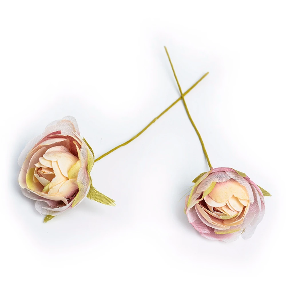 6 шт./лот, нижний марлевый букет роз, искусственный цветок для свадьбы, дома, Рождественское украшение, сделай сам, венок, скрапбук, подарочная коробка