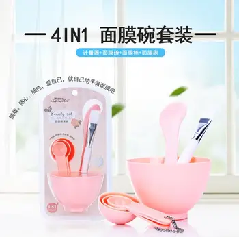 

Free Shipping 1Set Kawaii 4 in 1 Mask Bowl Brush Spoon Cosmetology Tool Wholesale