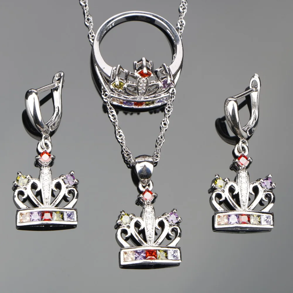 Buy Crown Colorful Zicon 925 Silver Bridal Jewelry