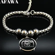 Модный браслет из нержавеющей стали для камеры, женские серебряные цветные браслеты, браслеты, ювелирные изделия, B18312