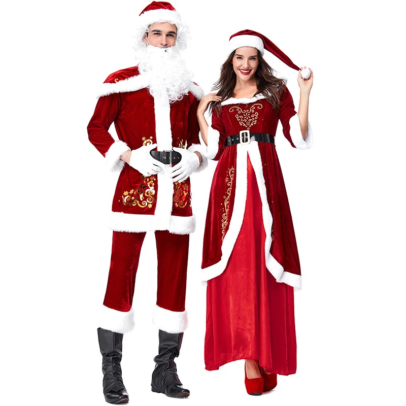 サンタクロース衣装スーツぬいぐるみ父ファンシー服クリスマスコスプレ小道具男性と女性のコートパンツ髭ベルト帽子クリスマスセット Movie Tv Costumes Aliexpress