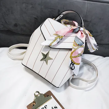 

Luxury Designer Scarf Shoulder Bag Fashion Women's Pinstripe Bag High Quality Pu Leather Small Bag