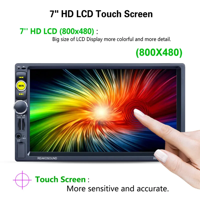 

RK-7157G 7 inch Touch Screen Car Radio 2Din Bluetooth MP5 Player AM/FM/RDS Radio Tuner GPS Navigation Rear View Camera Function