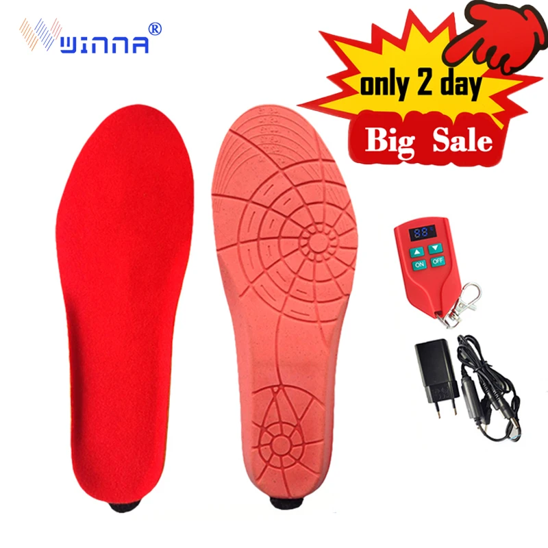 

New USB electronic heating insoles for shoes men women boot Type Battery Powered ski Insoles Size EUR 35-46 # 2000MAH black red