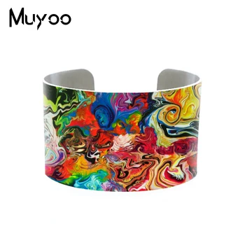 

2018 Adjustable Open Bangle Bracelet With Abstract Pattern Jewelry Printed Cuff Jewelry Handmade Fashion Gift For Women