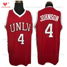 

UNLV 1989 Running Rebels #4 Larry Johnso Jersey Throwback College Basketball Jersey Vintage Retro Shirts Red For Men Stitched