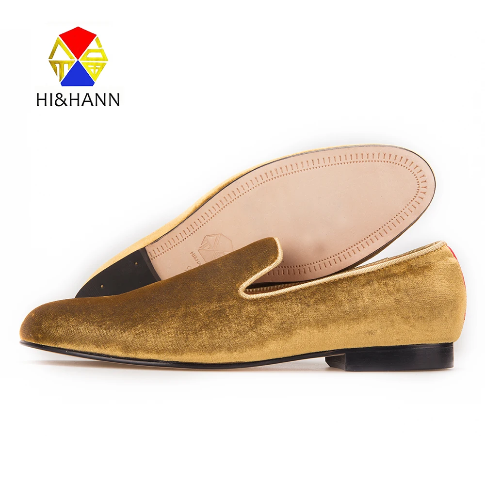 HI&HANN Classic and Handcrafted smoking slippers men luxurious gold
