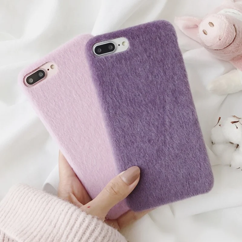 Мягкий плюшевый чехол из искусственной кожи для телефона iPhone XS MAX XR X силиконовая