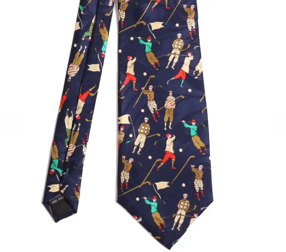 Портной Смит мужской роскошный Необычный дизайнерский галстук из полиэстера с принтом, костюм, платье, забавные Повседневные Вечерние галстуки ручной работы, интересный галстук - Цвет: golf