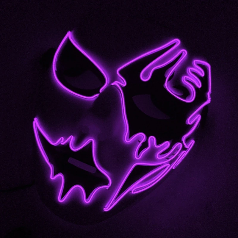 Маска для Хэллоуина, ночная, атмосферная, декоративная маска для лица, для мужчин и женщин, светодиодная, светильник, излучающая маску