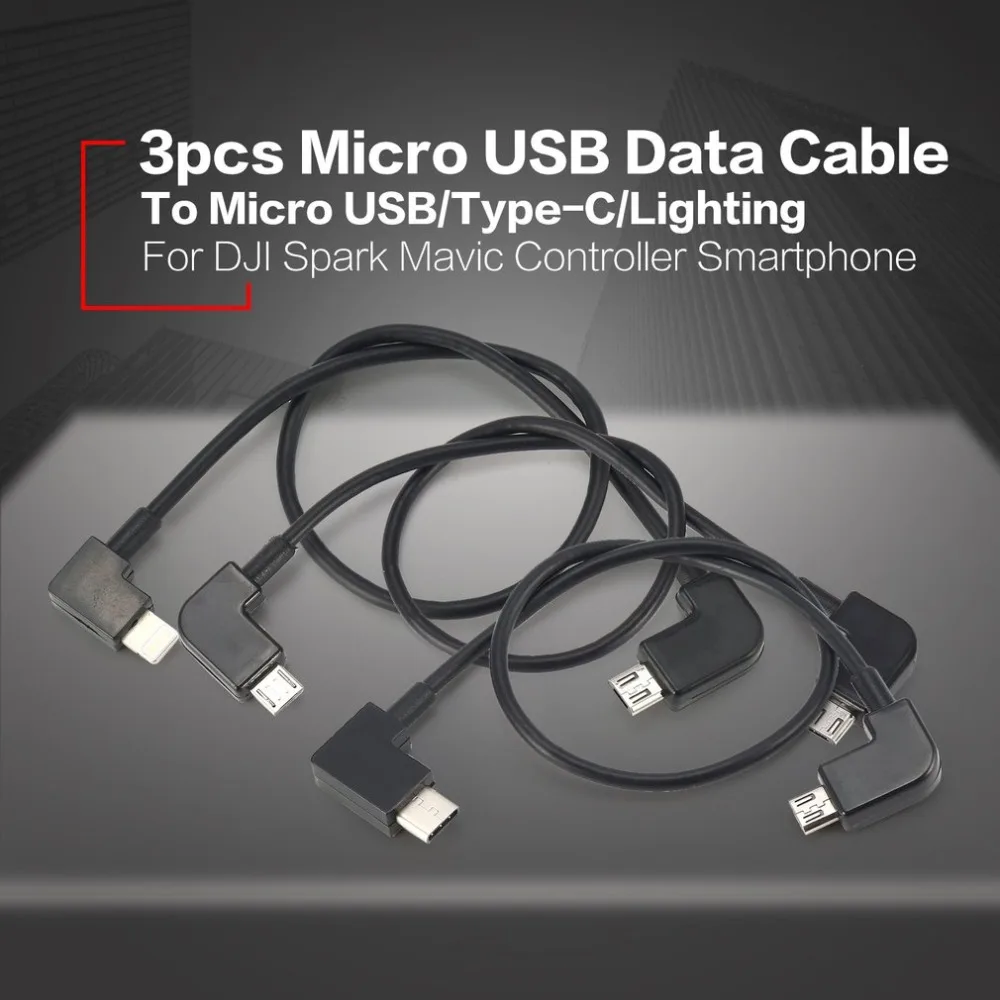 Data Cable For DJI Spark/MAVIC Pro/Mavic 2 Air Control Micro USB to Lighting/type C/Micro USB line for IPhone For Pad For xiaomi