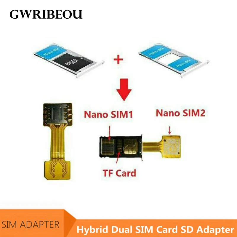 Гибридный адаптер для двух SIM карт Micro SD TF Xiaomi Redmi Meizu Huawei Double 2 Nano Mini Слот