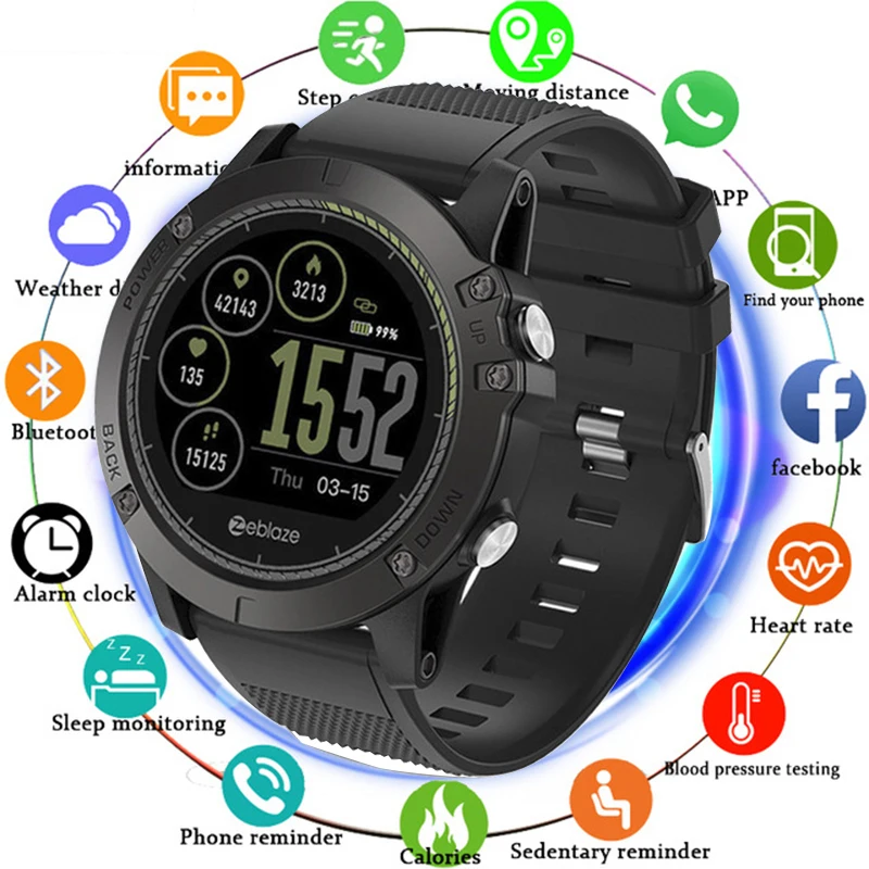 

Men Smart Watch 5ATM Waterproof Pedometer Calorie Call/Message Reminder Remote Camera Sport Smartwatch for Android iOS