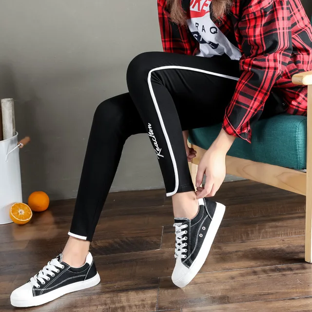 A FAN LANG Slacks, Women's Pants Bodybuilding Underpant Woman Striped Pants Autumn Plus Size Push Up Sports Pants Trousers 1