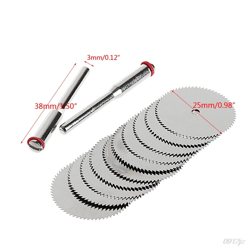 

10 x 25mm Wood Saw Blade Disc + 2 x Rod Dremel Rotary Cutting Tool New Drop ship qiang
