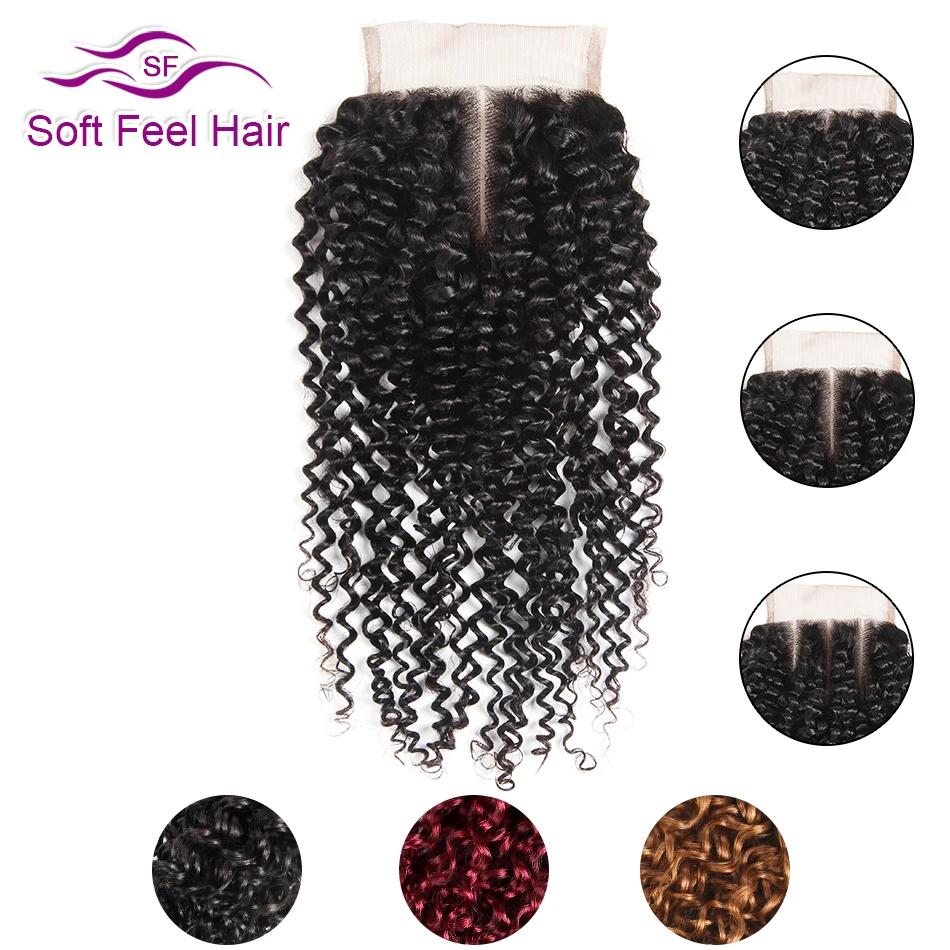 

Soft Feel Hair Brazilian Kinky Curly Closure With Baby Hair Black Burgundy Ombre Human Hair Lace Closure 4x4 1B/30 Remy Closure