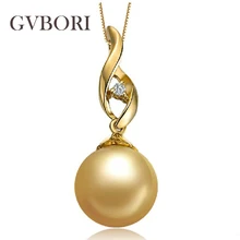 GVBORI 8-9 мм Южное море натуральный жемчуг ожерелье кулон с 18 K ювелирные изделия из чистых бриллиантов akoya жемчуг