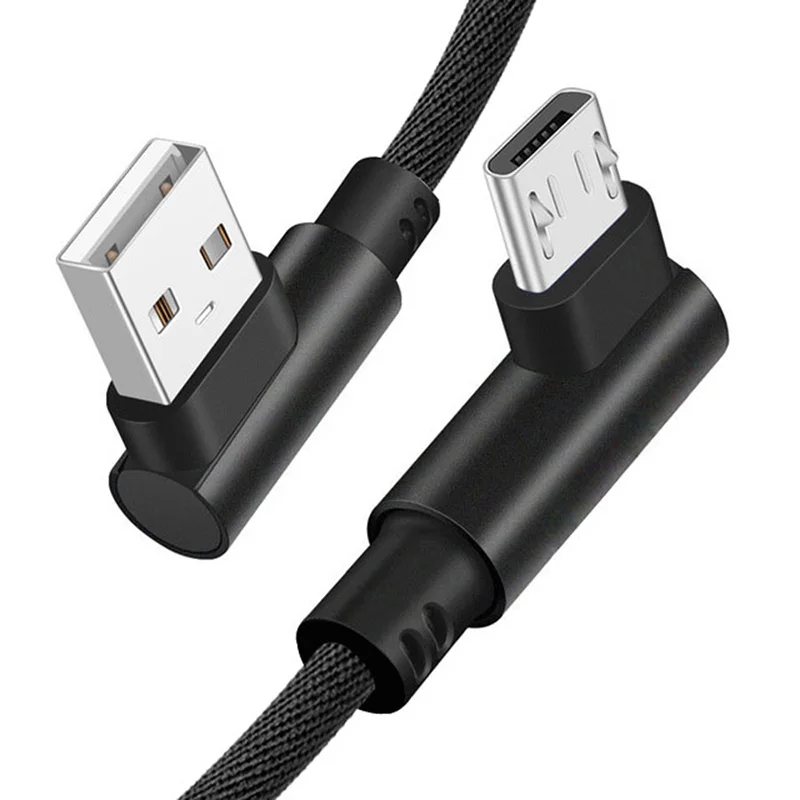 

Micro USB Cable 2A Fast Charger USB Cord 90 Degree Elbow Nylon Data Cable for Power Bank Samsung Sony Xiaomi Android Phone Line/