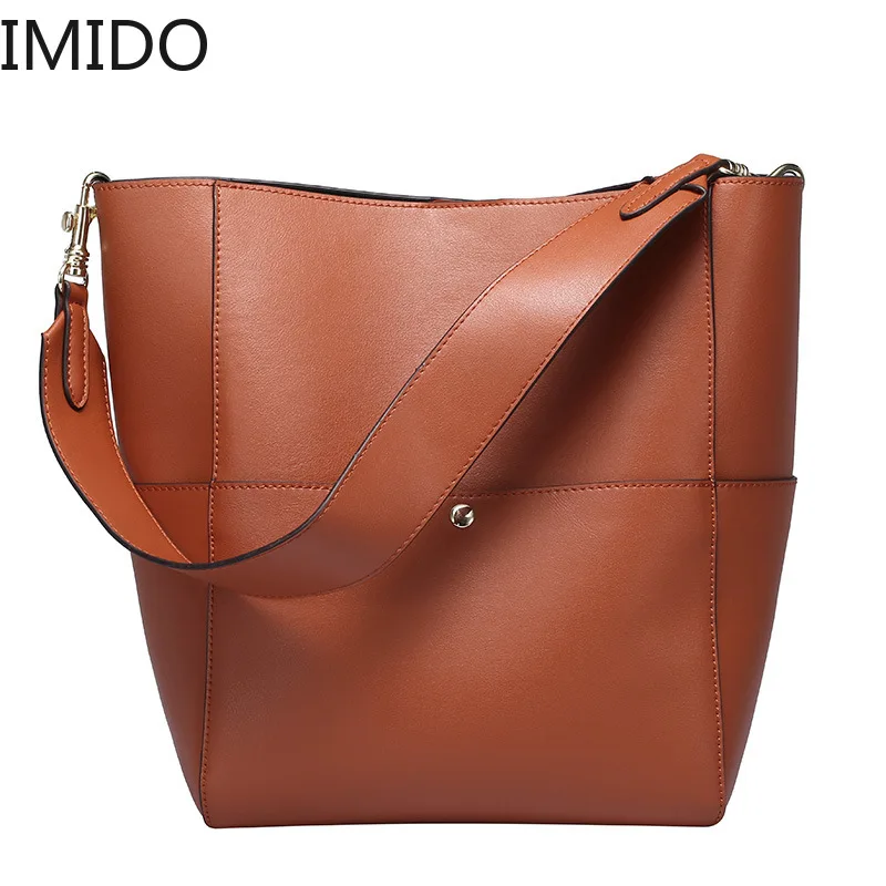 

IMIDO Brand Women Real Leather Handbag Luxury Shoulder Bag Women's Bags Female Bag Fashion Bucket Lady New Designer Bags Luxury