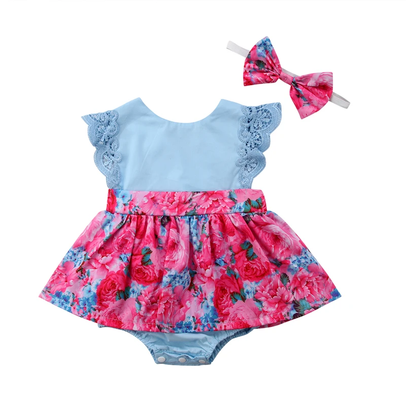 Sisters Bodysuits Kids Baby Girls Summer Infant Lace Floral