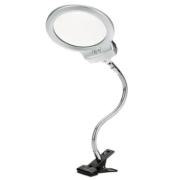 

2.5X 107MM 5X 22MM LED Illuminating Magnifier Metal Hose Magnifying Glass Desk Table Reading Lamp Light with Clamp