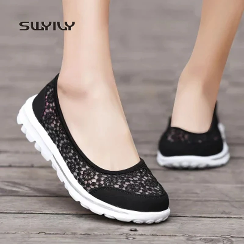 SWYIVY Sneakers Women Slip-on Light Weight Women
