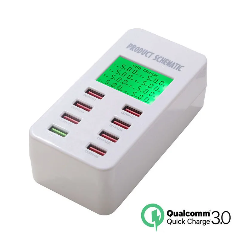 Зарядное устройство QC 3 0 с 8 USB-портами 5 В/7A быстрое зарядное USB ЖК-дисплеем для iPhone