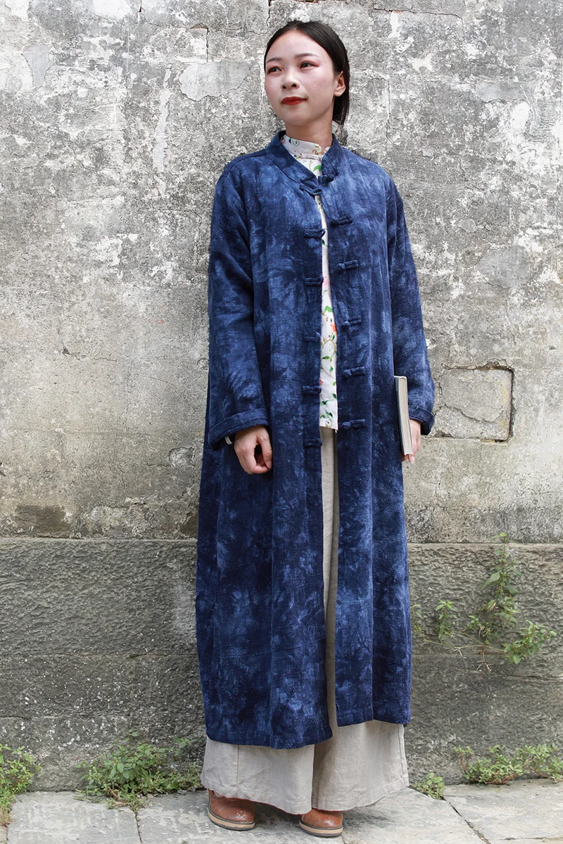 LZJN 2019 New Women Spring Trench Coat Long Jacket Cotton Linen Duster Coat Vintage Chinese Windbreaker Overcoat (11)