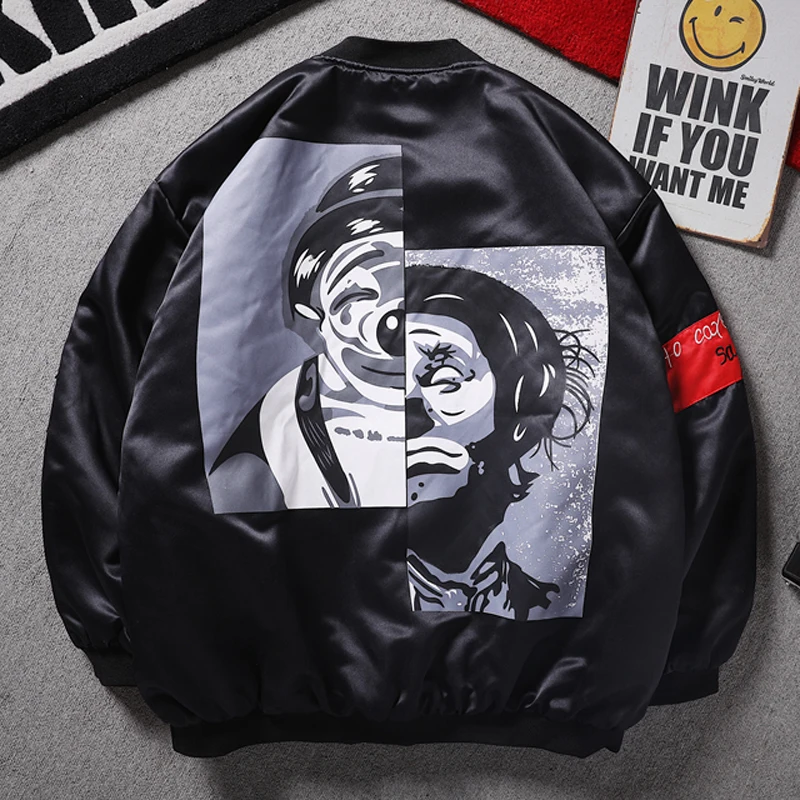 

April MOMO 2019 Men Winter Clown Warm Jackets and Coat Japanese Streetwear Cotton Jacket Black Hip Hop Thick Fleece Coat Hombre