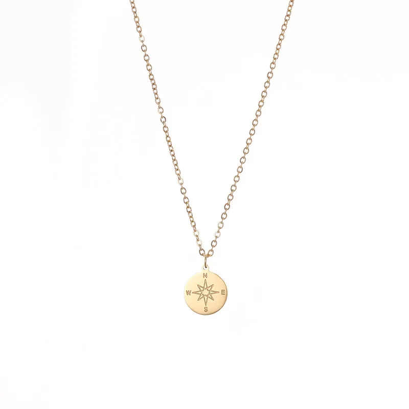12 мм из нержавеющей стали компас кольцо подвеска ожерелье s для женщин винтажное дорожное ожерелье полированные ювелирные изделия