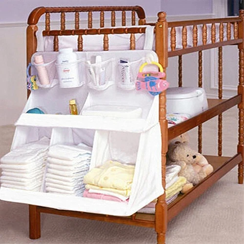 Baby Cot Crib Bed Hanging Sorting Storage Diaper Nappy Cloth Organizer