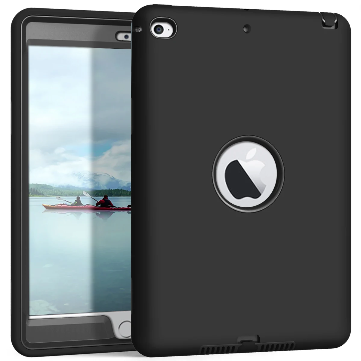 Для iPad Mini 4/iPad Mini 5 7," чехол с высоким уровнем гибридное воздействие, ударопрочный 3 слоя мягкий силиконовый+ жесткий чехол из ПК - Цвет: Black