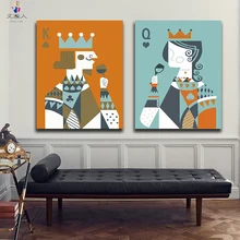 Покерная цифровая краска по номерам Король Королева Раскраска по номерам рисование на холст своими руками Цифровая живопись diy картина маслом домашний декор