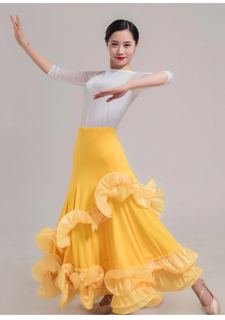 Юбка фламенко Женская бальная юбка для танцев длинные Детские костюмы для испанских танцев юбка для вальса танцевальная одежда для девушек женская фиолетовая