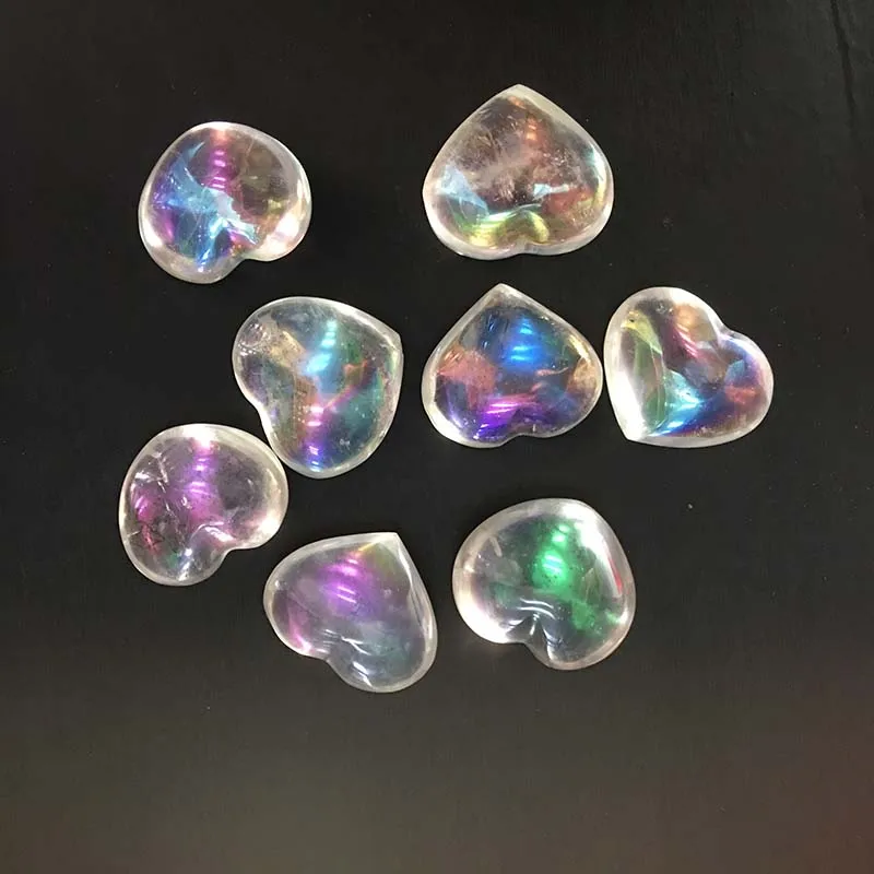

Heart Shape Natural Clear Quartz Crystal Titanium plating luster Angel Quartz Heart ZW
