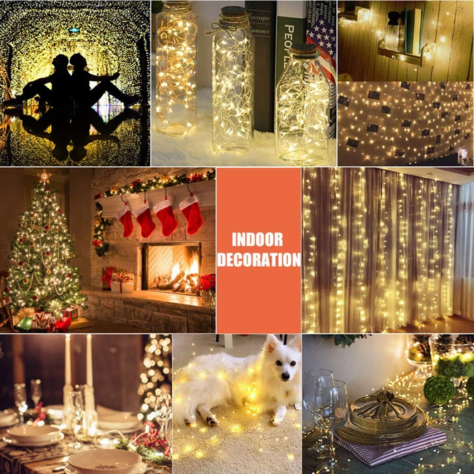 fairy light led battery powered waterproof 8 mode 1m 2m 5m 10m string copper wire firefly remote control for DIY wedding party  (23)