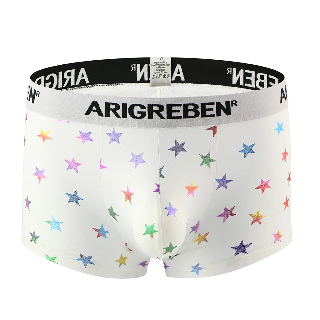 

Men's Underwear New Sexy Star Printed White Low Waist Soft and Comfortable Stretch Breathable Fashion Casual Daily Boxer #Z