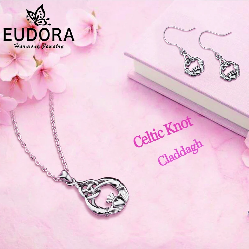 EUDORA, Стерлинговое Серебро, Celtics Claddagh, дизайнерская подвеска, ожерелья, рука и сердце, любовь, подвеска, воротник, хорошее ювелирное изделие для женщин, подарок