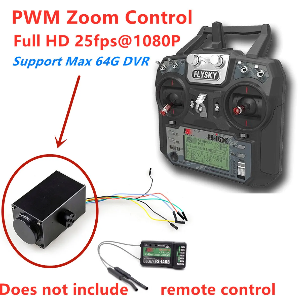 

Happymodel HC700R Zoom Camera w/AV Signal Output 64G SD Card Video Recording DVR PWM Remote Controller 1080P 16x Autofocus Cam