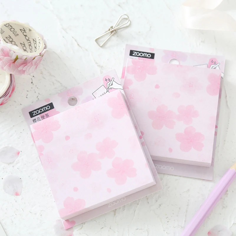 80 листов Портативный Площадь Розовый Вишневый цвет Сакура Бумага Sticky Блокнот Творческий отправить сообщение корейский канцелярские подарок для девочки