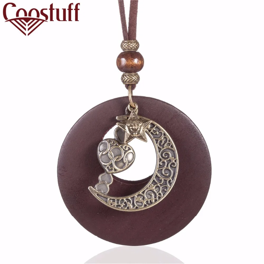 Ожерелья для мужчин женщина Jewelry колье ожерелья и кулоны луна деревянный кулон