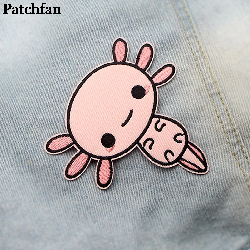 Patchfan Happy Axolotl аппликация нашивки наклейки для шитья рубашка сумка Одежда para куртка одежда значки железные на футболке A2093