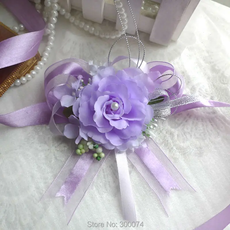 Purple blue flower corsage